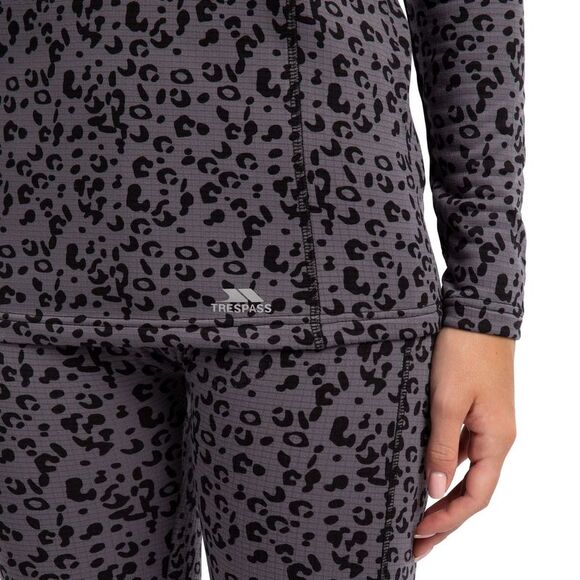 Trespass Womens/Ladies Elianne Leopard Print Base Layer Top / Dark Grey - Picture 3 of 6